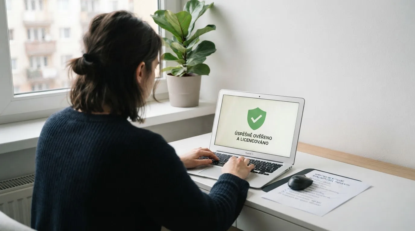 Úřední dokument s razítkem Ministerstva financí ČR vedle loga licencovaného online kasina