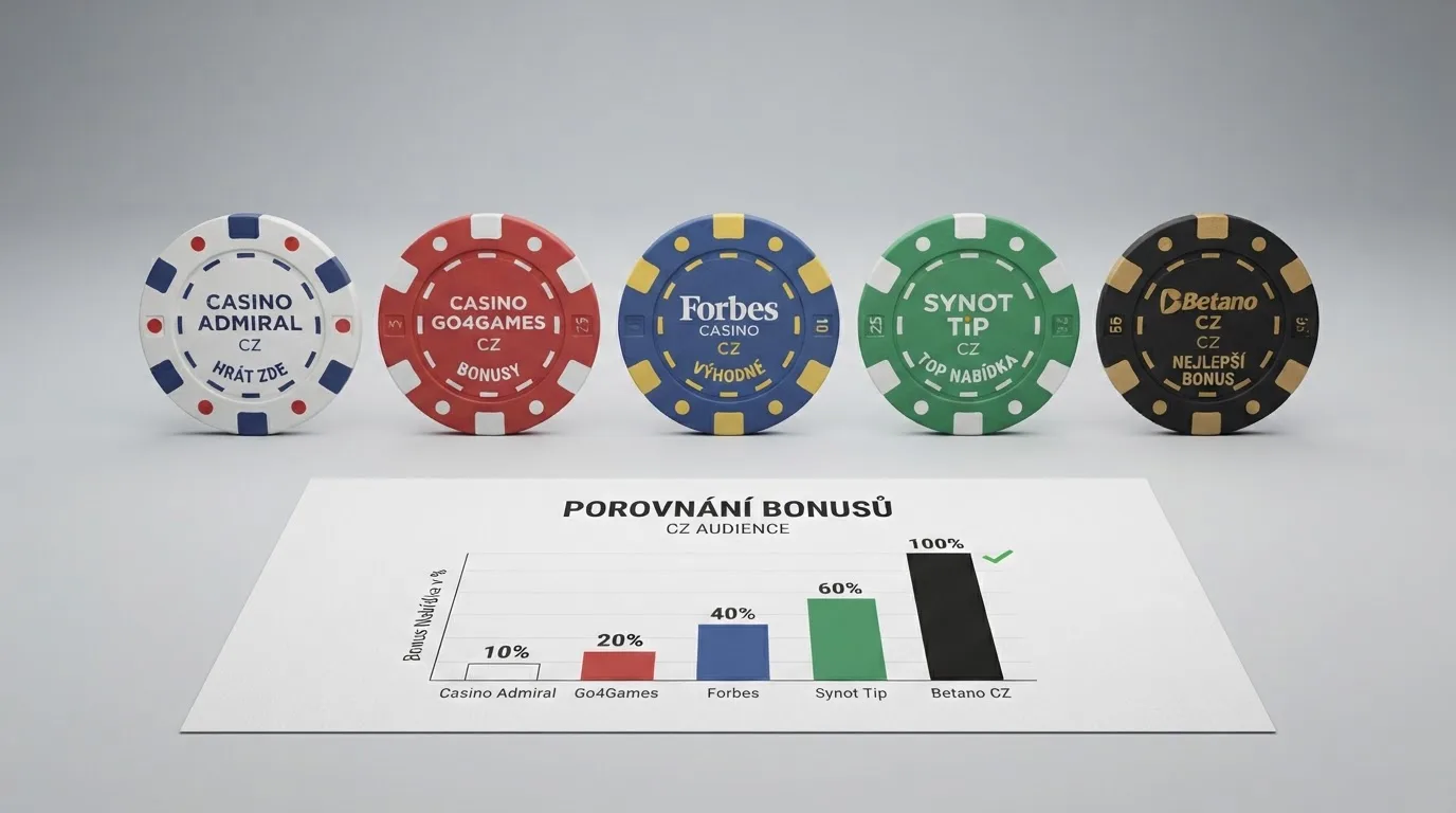Srovnávací přehled českých online casin podle výše bonusu bez vkladu, hodnoty zatočení a podmínek protočení